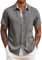 COOFANDY Herren Hemd Kurzarm Kurzarmhemd Sommerhemd Leicht Freizeithemd Strand Hemd Herrenhemd Kurzarm Urlaubshemd Kariertes Dunkelgrau 4XL