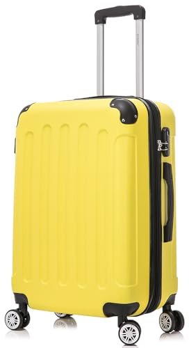 RAYKONG Maleta Mediana ABS 66x43x25cm |71L| 24 Pulgadas |23kg semirígidas candado combinación - Amarillo