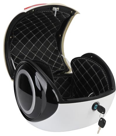 Fockety 32L Motorcycle Top Case, Leichte Kofferraumbox mit Rückenlehne und Reflektierende Streifen, Tragbare Bauchmuskeln Sportliche Style -Heckkiste für Roller, Elektrofahrräder, (White)