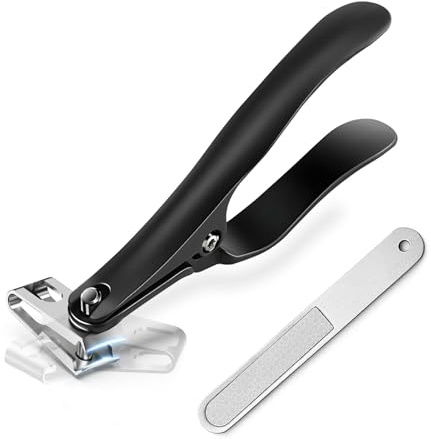 360° Rotating Nail Clippers for Toenail, Long Handle Large Nail Cutter for Thick Nails Heavy Duty Strong Toe Nail Clippers for Men Women Seniors Elderly with Nail File (360° Rotating-Black)