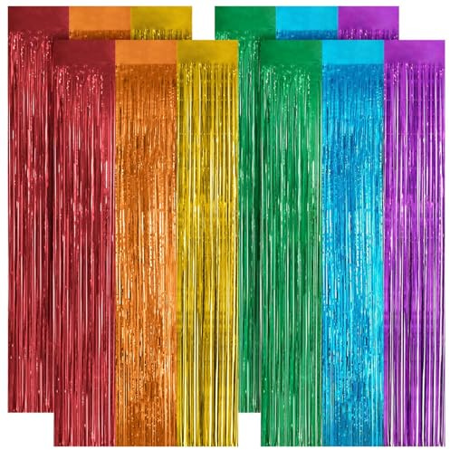 OFFCUP Lametta Vorhang, 4pcs Metallische Glitzervorhang Fringe | Tinsel Folie Vorhang Lametta Vorhänge Glitzer Vorhang Folie Hintergrund Folien Fransen Vorhänge für Geburtstag Party
