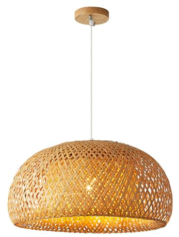 Grand Lustre en Bambou pour Restaurant, Minimaliste, créatif, Chapeau de Paille, Lampe Suspendue à Une tête, Art Pastoral, luminaires Creux Chinois pour Chambre à Coucher, Cuisine, îlot, Ferme