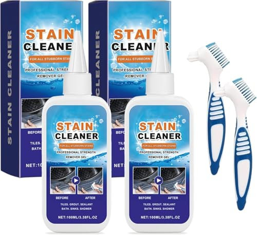 2 Stück Haushalts-Fleckenentfernungsgel, Fugenreiniger 2025, Kraftvoller Entferner für Schwarze Flecken, Waschmaschinenreiniger für Fugen, Fliesen, Badezimmer, Küchenspüle