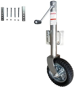 Schwerlast Stützrad Anhänger 900KG, 57mm Rohr, Deichselrad Bugrad Stütze mit Ergo-Griff, Verstellbarer Bootswagenheber für PKW Anhänger, Wohnwagen, Trailer (Seitenwippe)