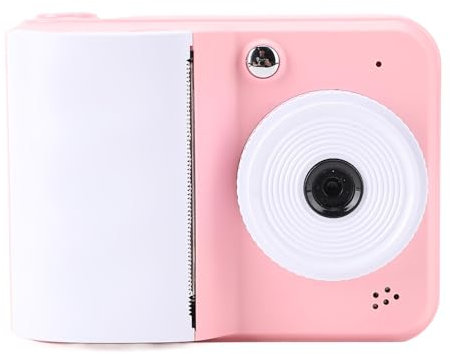 GOWENIC Instant Camera, 1080P 48MP Vivid Colors 2.4 Inch HD Screen 1800mAh Battery Cartoon Instant Camera 90 Min Recording with Print Paper for Entertainment (Pink)