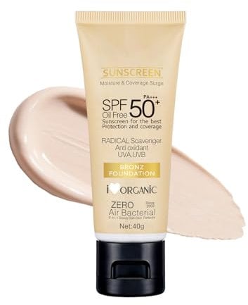 Tinted Sunscreen Spf 50 - Face Sun Cream Spf 50 For Daily Makeup & Sun Protection - Bronze Factor 50 Face Cream - Against UV Rays, Sheer To Medium Coverage, Lightweight And Oil-Free