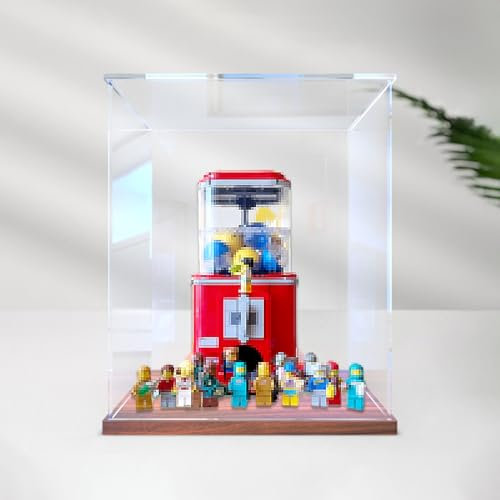 Acrylic Display Case Compatible with Lego 21358 Minifigure Vending Machine Model - Clear Dustproof Storage Box (Model Not Included) (Walnut-Basic)