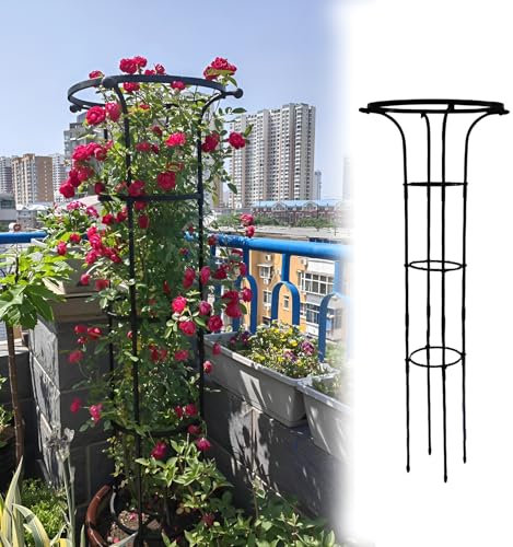 GUOGLZ Rankhilfe Obelisk, Rankhilfe Garten Für Kletterpflanzen, Einstellbare Höhen Pflanze Spalier Für Topfpflanzen Tomaten Gurken Clematis Rose(Black,180cm/5.9ft)