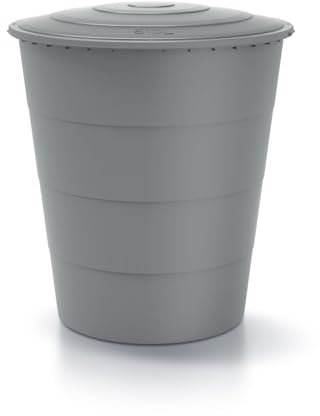 Kreher® XXL Regentonne 'Smooth' 510L mit Deckel und Standfuß (optional). Aus Kunststoff in Anthrazit/Grau. Dezente Optik im runden Format, zeitlos und modern. (Grau, Mit Deckel)