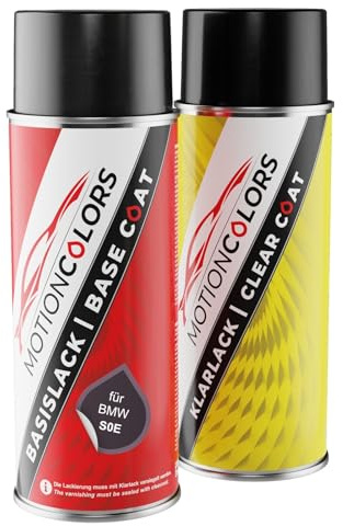 MOTIONCOLORS Frozen Techno Violett Matt S0E für BMW Autolack Sprühdosen Set Basislack Klarlack Spraydose 400ml