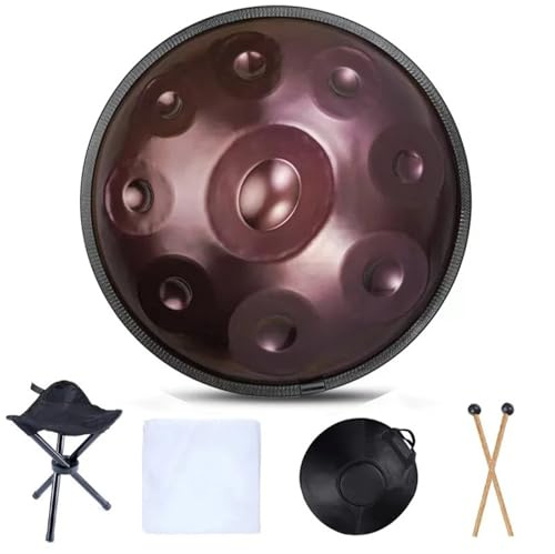 Handpan Trommel Handpan 18 Zoll 9 Noten G-Moll 440 HZ Stahlzungentrommel Musiktrommel Anfänger Schlaginstrument(Purple)