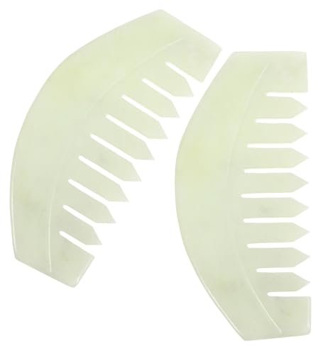 ZUNOXAZ 2 Stück Jade Massagekamm für Kopfhautmassage Gua Sha Haarbürste aus Widerstandsfähigem Jade Material Handlich für Haartypen Entspannendes Wellness Tool