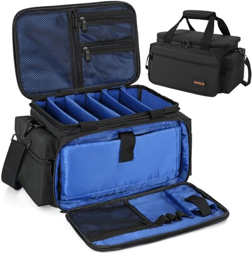 AKOZLIN DJ Cable File Bag with 5 Detachable Dividers and Bottom Cable Bags for Musicians Travel Gig Bag for Professional DJ Gear, Sound Instrument and Music Equipment Accessories, Small