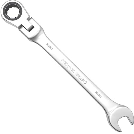 Xiansini 17mm Ratchet Spanner, 72-Tooth Steel Ratcheting Combination Wrench, Flexible Head Ratcheting Spanner, Combination Spanner Fixed Head Ratchet Spanner for Car Bicycle Repair at Home Workshop