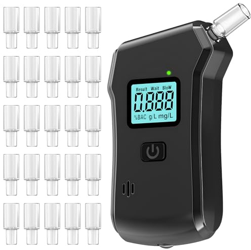 Alkoholtester,Professioneller Promillemessgerät,Tragbarer Alkoholmessgerät | Alkoholtester Polizeigenau,mit Digitaler LCD-Anzeige,mit 25 Mundstücke,für Den Heim und Partygebrauch