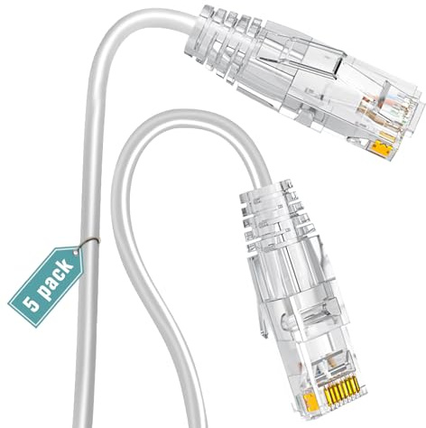 Ercielook Cat6a Patchkabel 2m (5 Stück), 10Gbps 550MHz Kupfer LAN Kabel | 28AWG Reines Kupfer Netzwerkkabel, kurzes Ethernet-Kabel für Patchfeld/Netzwerkschrank, ideal für Serverraum & Heimnetzwerk