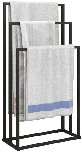 HOMCOM Handtuchhalter Stehend mit 3 Stangen aus Stahl 45 x 21,5 x 85 cm | Handtuchständer, Handtuchleiter, Badetuchhalter für Handtücher und Badetücher, Badezimmer