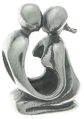 Queenberry Charm-Bead kyssande kärlekspar, sterlingsilver, för europeiska charmarmband