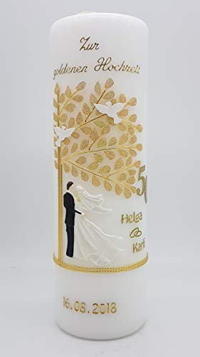 Kerze goldene Hochzeit mit Namen & Datum GH-24