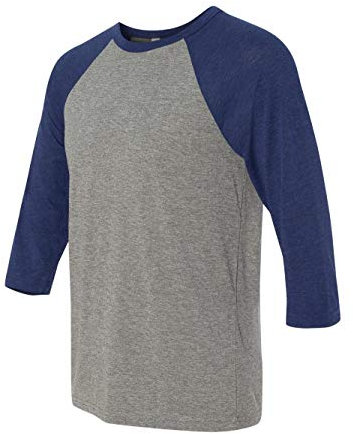 Canvas Unisex 3/4-Sleeve Baseball T-Shirt, Grey/NVY Triblend, Large