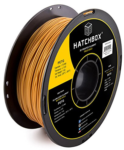 HATCHBOX 1,75 mm goldenes PETG-Filament für 3D-Drucker - Spule 1 kg (2,2 lbs.) - Maßgenauigkeit +/- 0,05 mm