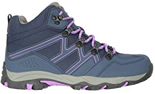 Mountain Warehouse Oscar Kids Walking Boots - Durable Childrens Hiking Shoes, Breathable Girls & Boys Footwear, Suede, Synthetic & Mesh Upper - for Camping & Trekking, Dark Purple, Kids Shoe Size 2 UK