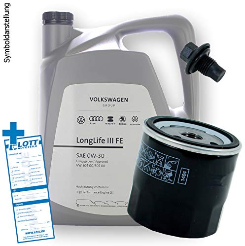 Ölwechsel Set Inspektion 5 Liter Original VAG Motoröl 0W-30 Motorenöl + Ölfilter + Öl Ablassschraube Verschlussschraube