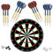 LinkVisions Sisal-/Bristle-Dartscheibe mit klammerfreiem Bullseye, 45,2 x 3,8 cm, inkl. 12 Stahlspitzen-Darts (18 g) und Montageset