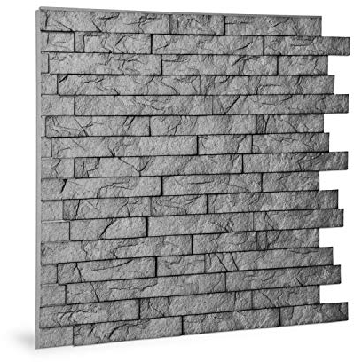 PRO[f]home® - Panel de pared 3D - 704500 Ledge Stone Portland Cement Panel decorativo gofrado de aspecto piedra brillante gris 2 m2 Profhome