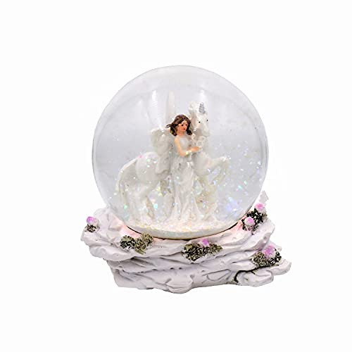 Geschenkestadl Schneekugel Einhorn mit (Elfe Steht)