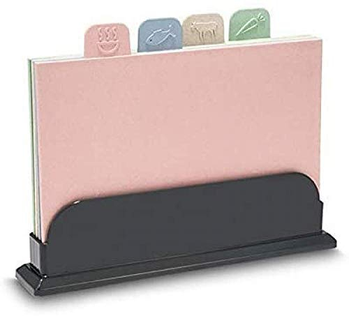Wheat Straw Cutting Board 4 In 1 Kit with Storage Rack, 4 Coded Cutting Board for Colored Foods Eco-Friendly Cutting Board