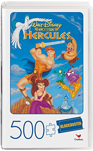 Spin Master Games 500-Piece Adult Jigsaw Puzzle in Plastic Retro Blockbuster VHS Video Case, Hercules (6061053)
