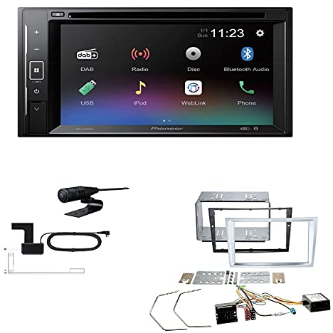 Pioneer AVH-A240DAB Autoradio Bluetooth DAB DVD USB passend für Opel Astra H 2004-2010 matt Chrome inkl Canbus