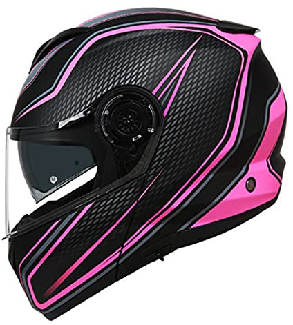 Casque Integral Homme Femme Adulte Casque De Moto Intégraux Casque De Motocross Casque De Moto Scooter Certification DOT/ECE Casque Safty Helmets,Rose,XL
