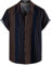 VATPAVE Herren Sommer Tropische Hemden Kurzarm Aloha Hawaii Hemden X-Large Marineblau gestreift