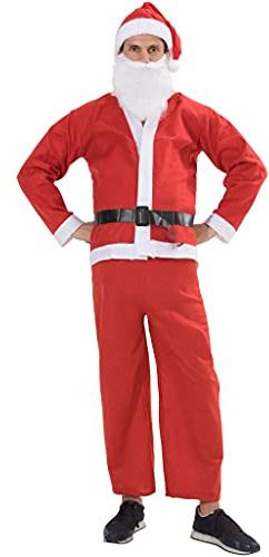 FantastCostumes Mens Christmas Santa Claus Costumes Set Red