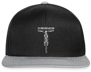 Spreadshirt Ich Bin Der Motor Mountainbike MTB Fahrrad Snapback Cap, One Size, Schwarz/Grau