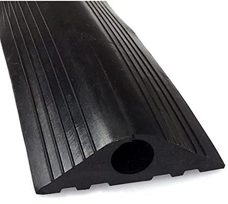 On1shelf® Black 20mm Hole Industrial Rubber Floor Outdoor Cable Protector - Safety Wire Cover (2 M)