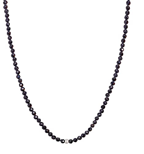 BERGERLIN Turmalin Halskette schwarz - schwarze Kette - Silber - M-L