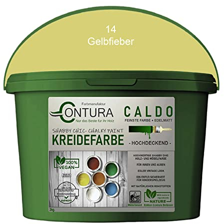 Contura BeGreen 3Kg. Kreidefarbe Shabby XL-Paintbox Chic Möbellack Lack Möbel Farbe Holzlack Natur (14 Gelbfieber)