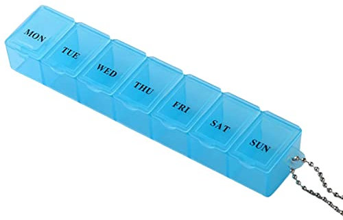 7 Day Weekly Pill Box Organiser Travel Dosset Box Portable Tablet Organiser Medicine Storage Box Pill Dispenser | Medication Organizer - 1 Times a Day for Pills/Fish Oil/Vitamins/Cod Liver Oil (Blue)