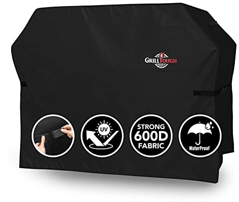 GrillTough Heavy Duty BBQ Grill Cover for Outdoor Grill – Waterproof, Weather Resistant, UV & Fade Resistant with Adjustable Straps – Gas Grill Cover for Weber, Charbroil (183L x 66W x 130H cm)