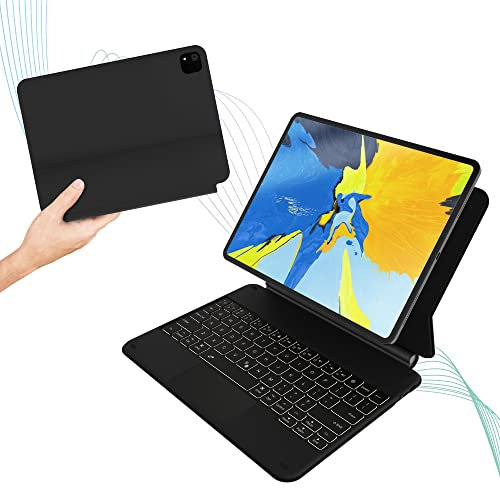 EIP Keyboard Case Compatible With iPad Pro 11 inch 4th/3rd/2nd/1st, iPad Air M2/5th/4th with Magic Keyboard, Trackpad, 7 Color Backlight, Magnetic Detachable Case