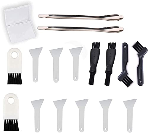 Black Scrapers,Gristor Brushes and Spoons Kit with Cleaning Tools for Herb Grinder (White Scrapers)