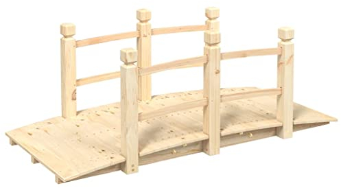 vidaXL Pont de Jardin avec Garde-Corps 150x67x56cm Bois Massif épicéa, Pont d'étang, Pont d'étang de Jardin, Pont en Bois pour Cour