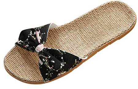 Ciabatte da donna leggere in paglia per l'estate, eleganti e comode, modello stampato, scarpe da spiaggia leggere, ideali per la casa e il giardino, Nero , 37/38 EU