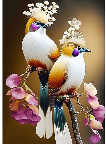EOBROMD Diamond Painting Erwachsene Tiere, 5D Diamant Painting Bilder Erwachsene Blumen, DIY Diamond Painting Bilder Diamant Malerei Vögel Set für Wanddekoration 30x40cm