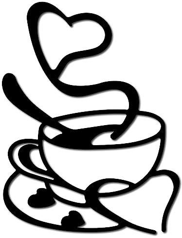 CREATCABIN Tasse Café Bois Décoration Murale Panneau Bois Découpé au Laser Silhouette Tilleul Sculpture Décorative Suspendre pour Café Restaurants Cuisine Maison Mur Porte Ferme Cadeaux Noir 30x23cm