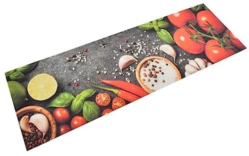 vidaXL Küchenteppich, Küchenläufer rutschfest Waschbar, Teppich Läufer für Küche, Teppichläufer Maschinenwaschbar, Gemüse 60x180cm Samt