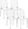 Baroni Home Juego de 4 Sillas de Policarbonato Resistente, Desmontables en 2 Piezas, Asiento Ergonómico con Respaldo Curvo, Trasparente, 36x81x43 cm